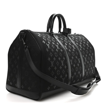 Jacquard Monogram Light Up Keepall Bandouliere 50  Black