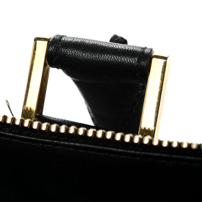 Calfskin Stitched Duffle Travel Bag Black