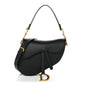 Grained Calfskin Saddle Bag With Strap Black