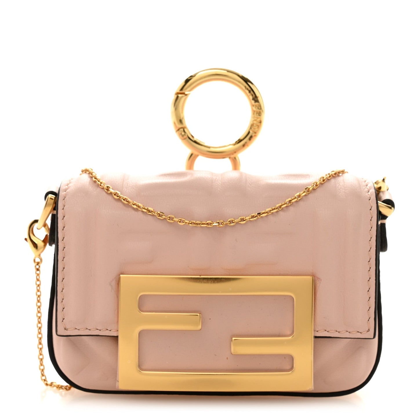 Nappa Matisse FF Embossed Nano Baguette Charm Rosa Quarzo