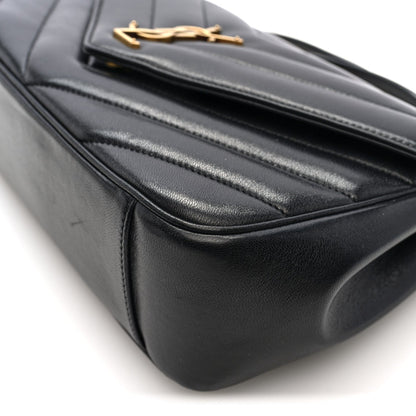 Lambskin Chevron Quilted Medium Loulou Black