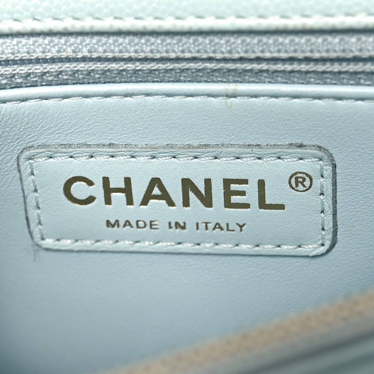 Caviar Quilted Small Coco Handle Flap Light Blue