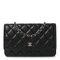 Lambskin Quilted Wallet On Chain WOC Black