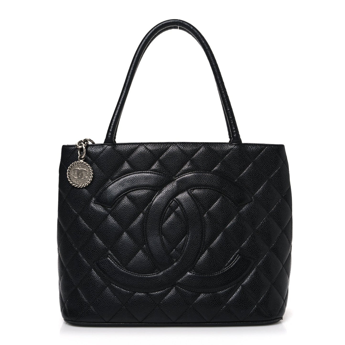 Caviar Quilted Medallion Tote Black