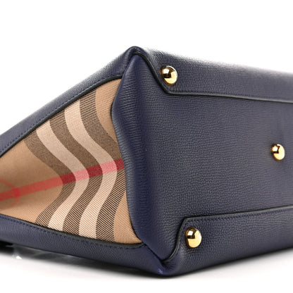 Derby Calfskin House Check Medium Banner Tote Ink Blue
