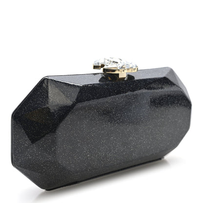 Glitter Vinyl Crystal Clutch Black