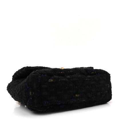Tweed Quilted Medium Chanel 19 Flap Navy Blue Black