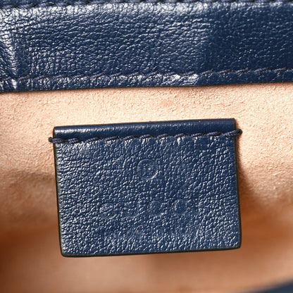 Vintage Effect Calfskin Matelasse Diagonal Super Mini Torchon GG Marmont Shoulder Bag Mystic White Blue Agata
