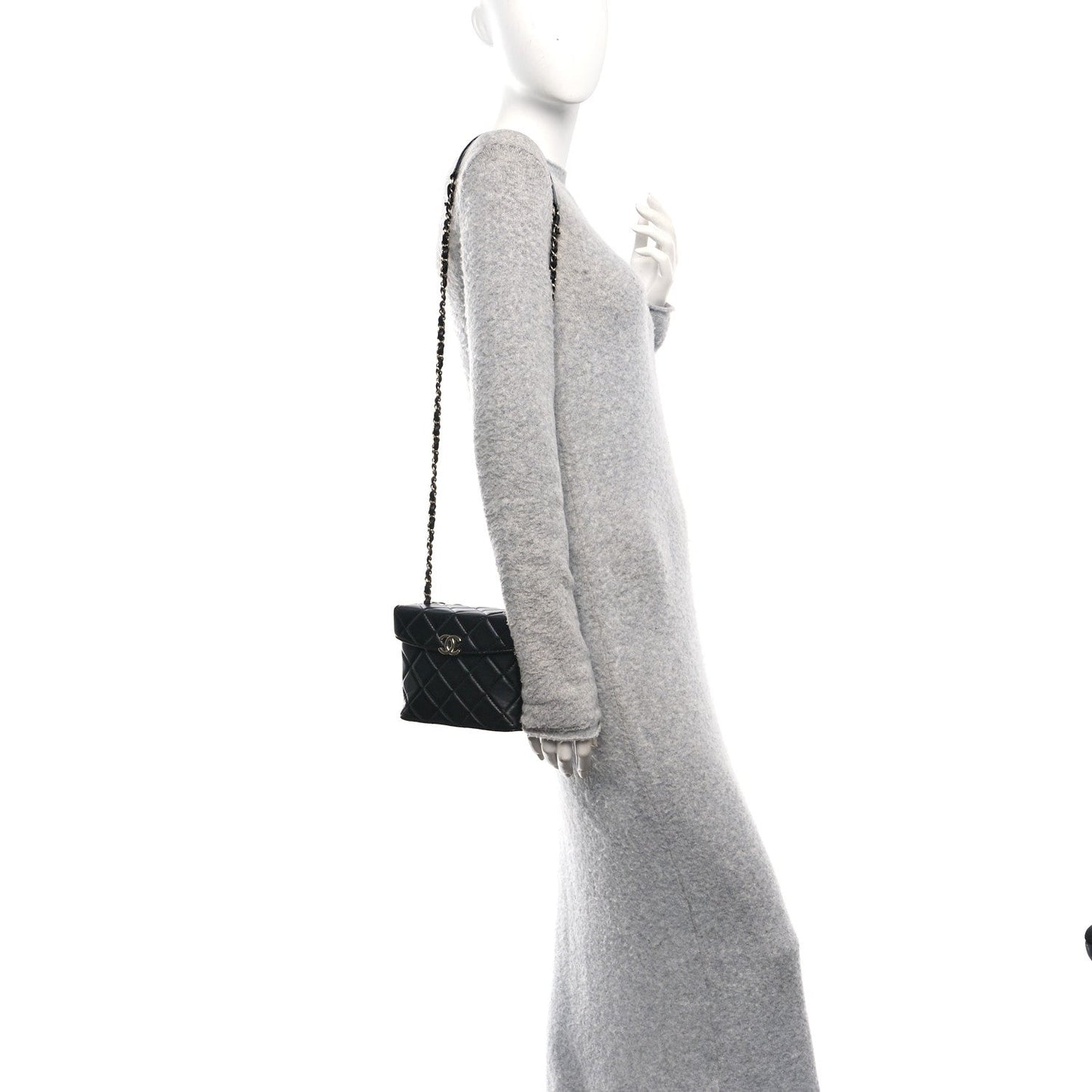 Lambskin Quilted Small Box Bag Black
