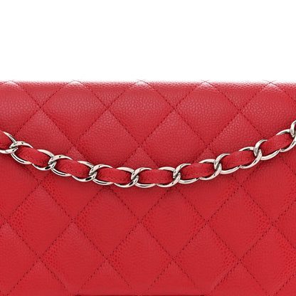 Caviar Quilted Jumbo Double Flap Red
