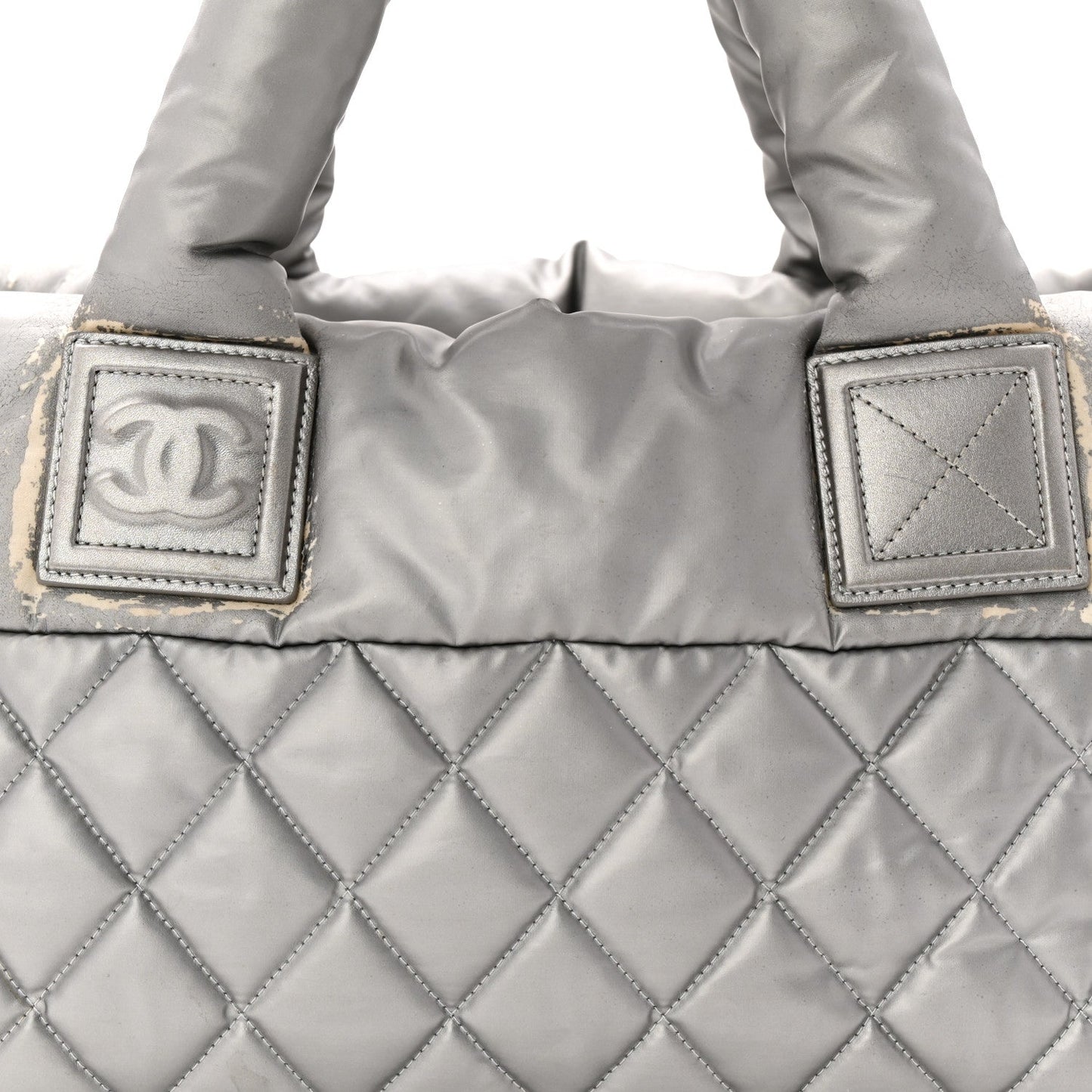Nylon Coco Cocoon Zipped Tote Silver