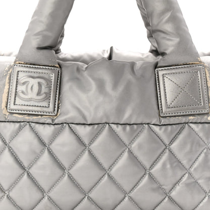 Nylon Coco Cocoon Zipped Tote Silver