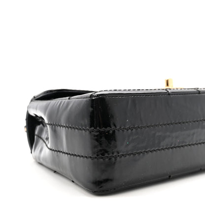 Patent Medium Chocolate Bar Flap Black