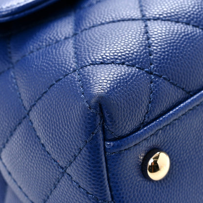 Caviar Quilted Small Coco Handle Flap Blue