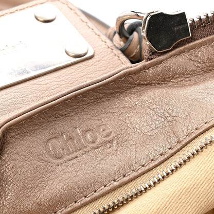 Metallic Calfskin Medium Paddington Satchel Taupe
