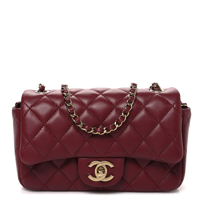 Lambskin Quilted Extra Mini Flap Bag Burgundy