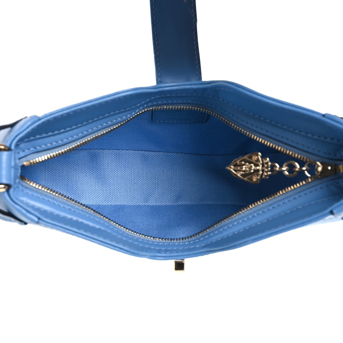 Calfskin Monogram Mini Moon Side Shoulder Bag Blue