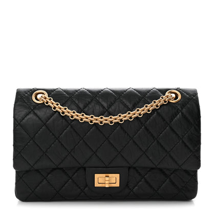 Aged Calfskin Quilted 2.55 Reissue 225 Flap Black