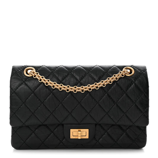 Aged Calfskin Quilted 2.55 Reissue 225 Flap Black
