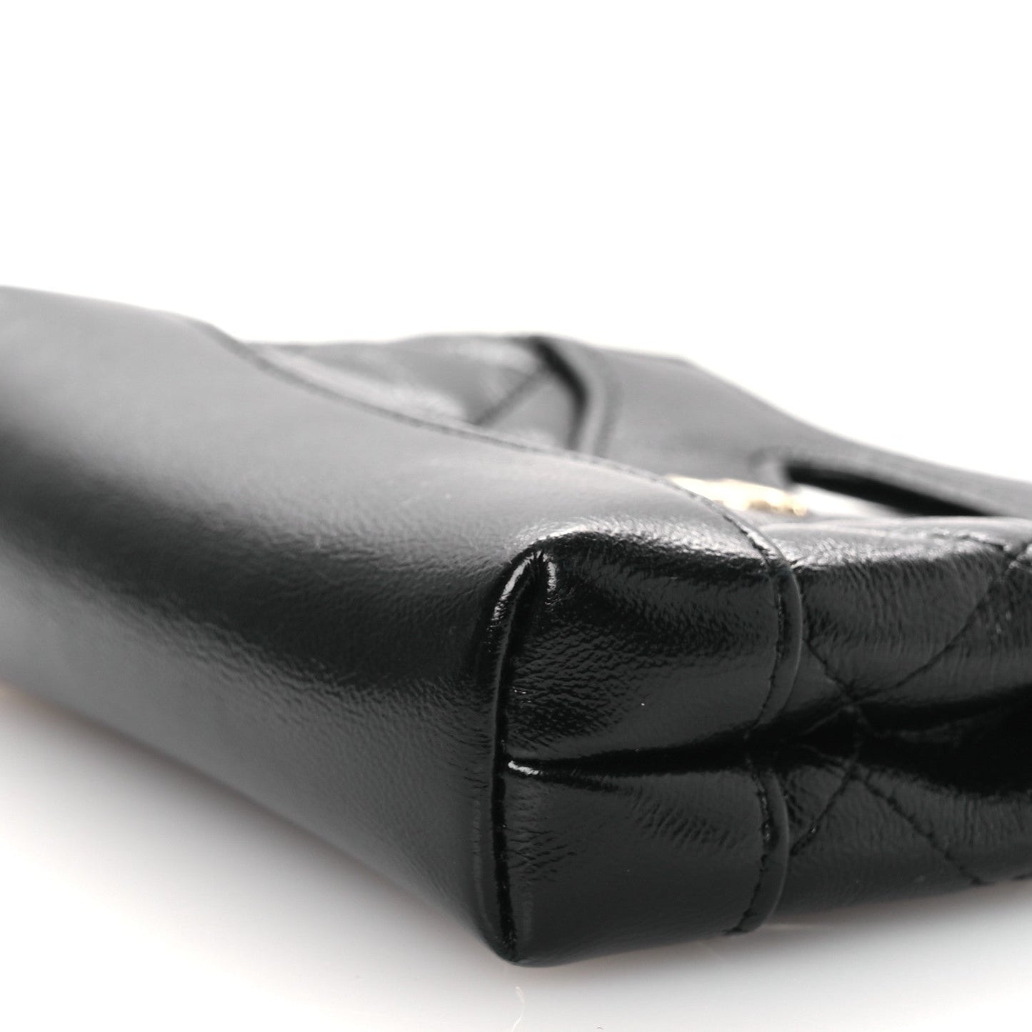 Shiny Lambskin Quilted Micro 31 Clutch With Chain Black