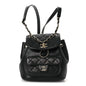 Lambskin Quilted Small Duma Drawstring Backpack Black