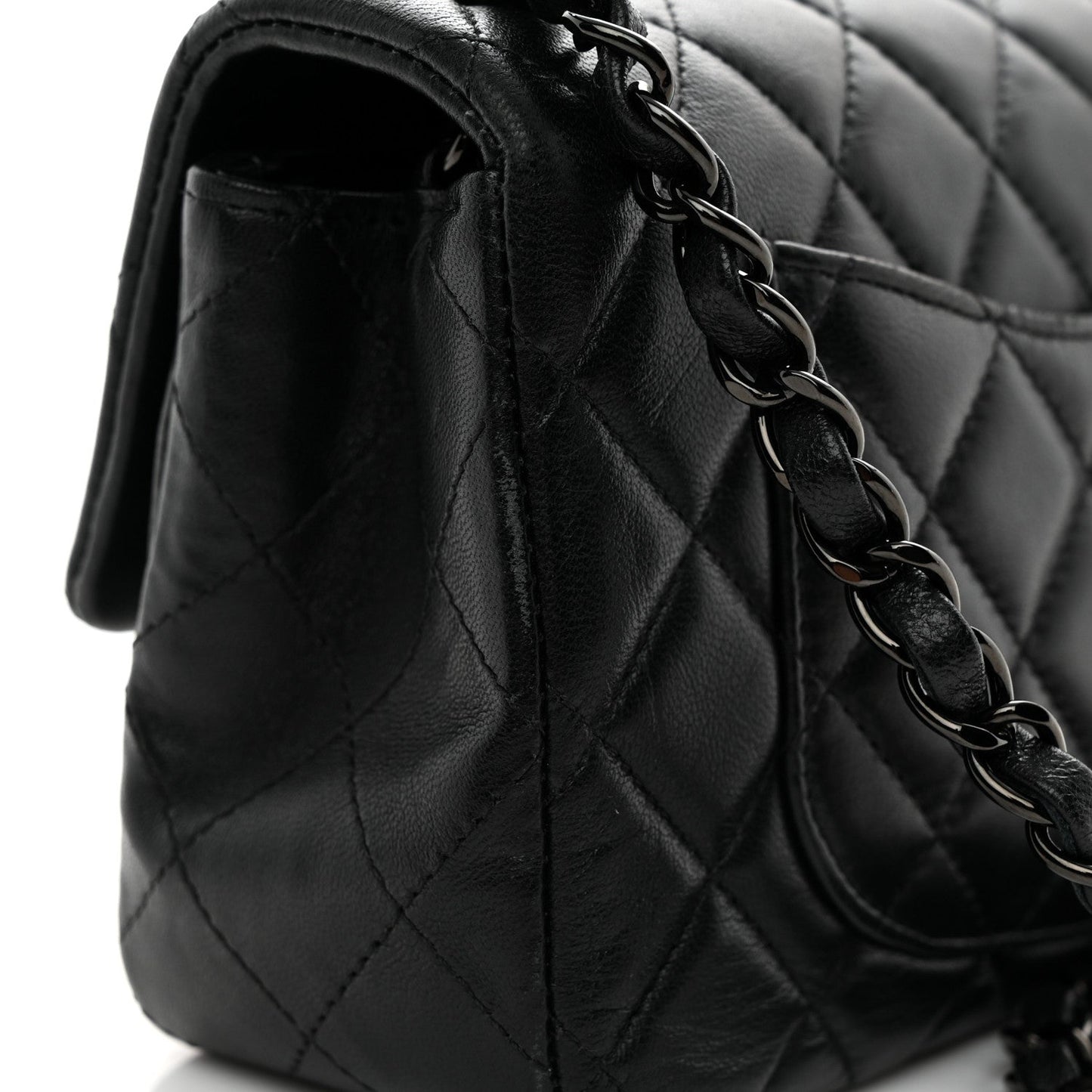 Lambskin Quilted Mini Rectangular Flap So Black