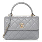 Lambskin Quilted Small Trendy CC Flap Dual Handle Bag Grey