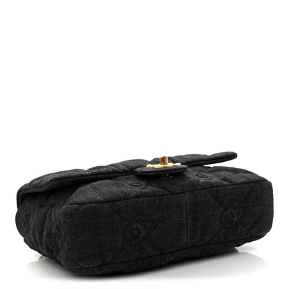 Denim Quilted Medium Funky Town Flap Black