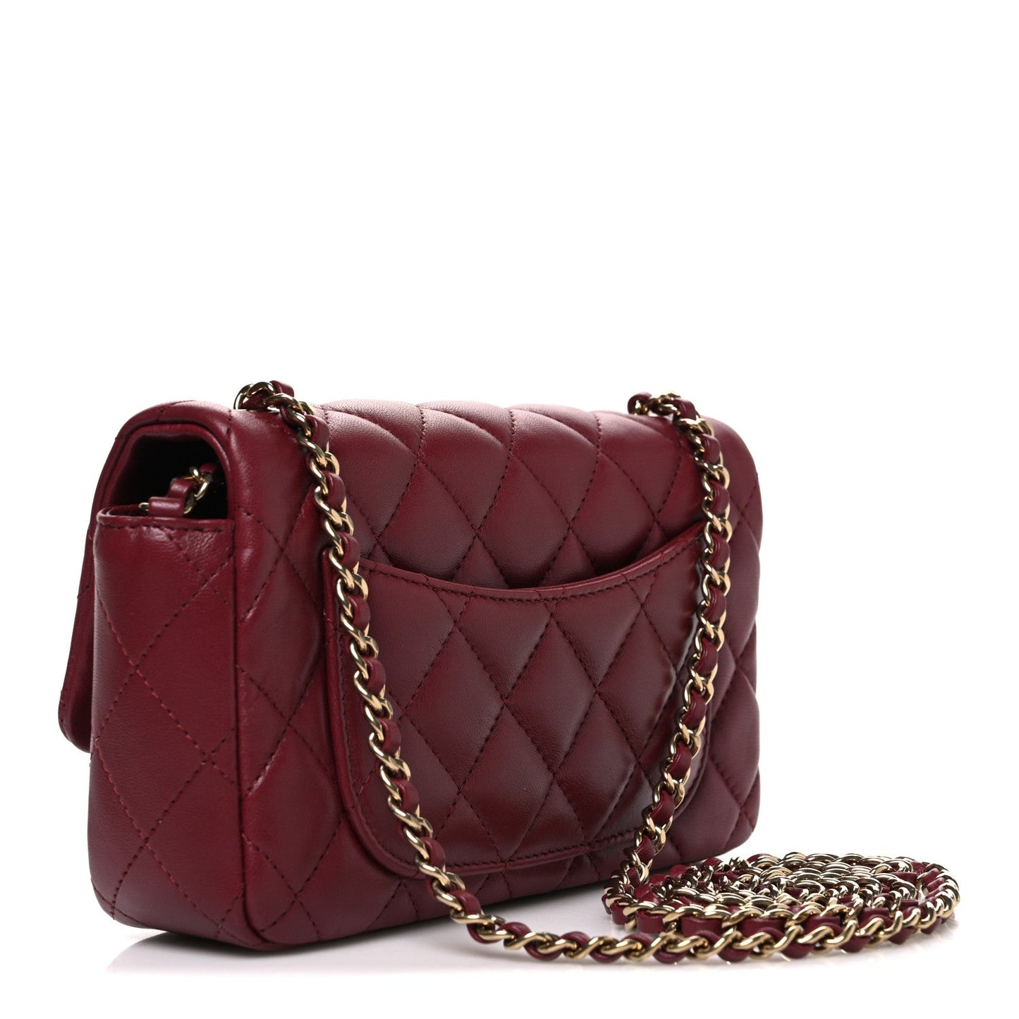 Lambskin Quilted Extra Mini Flap Bag Burgundy