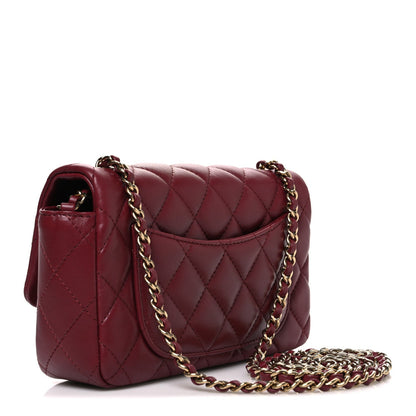Lambskin Quilted Extra Mini Flap Bag Burgundy