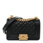 Calfskin Quilted Small Boy Flap Black