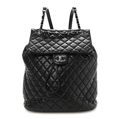 Lambskin Quilted Large Urban Spirit Backpack Black
