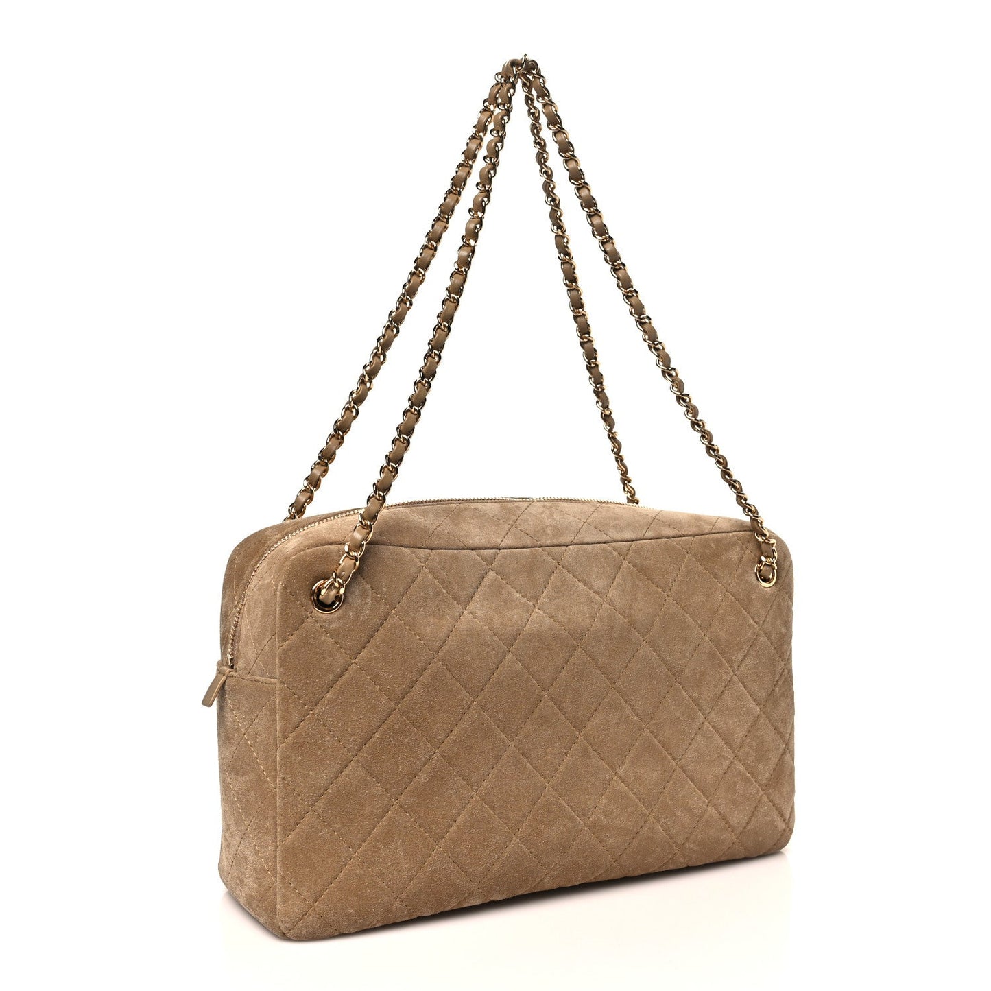 Suede Calfskin Quilted Camerissimo Camera Case Beige