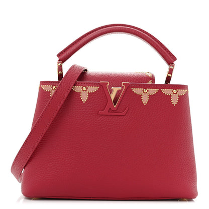 Taurillon Embellished Flower Capucines BB Dark Pink