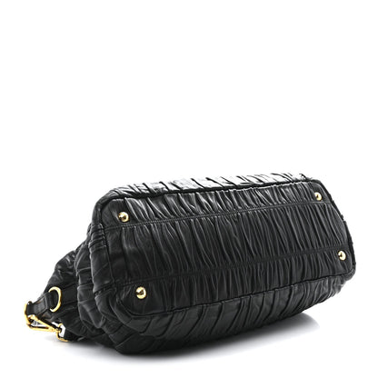 Nappa Gaufre Top Handle Satchel Black
