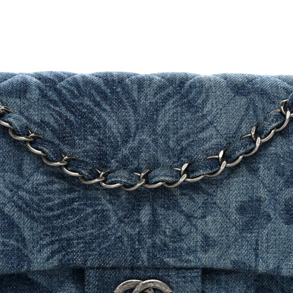 Denim Quilted Medium Camellia Flap Blue