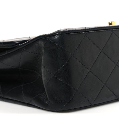 Lambskin Quilted Medium Double Flap Black