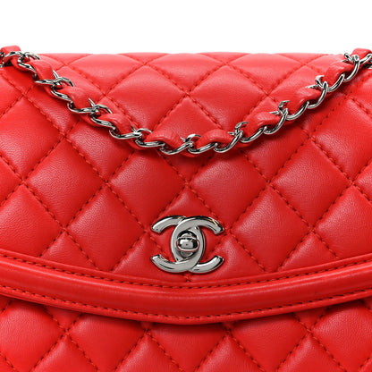 Lambskin Quilted Small Geometric Flap Red