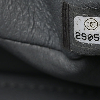 Caviar Quilted Small Double Flap Grey