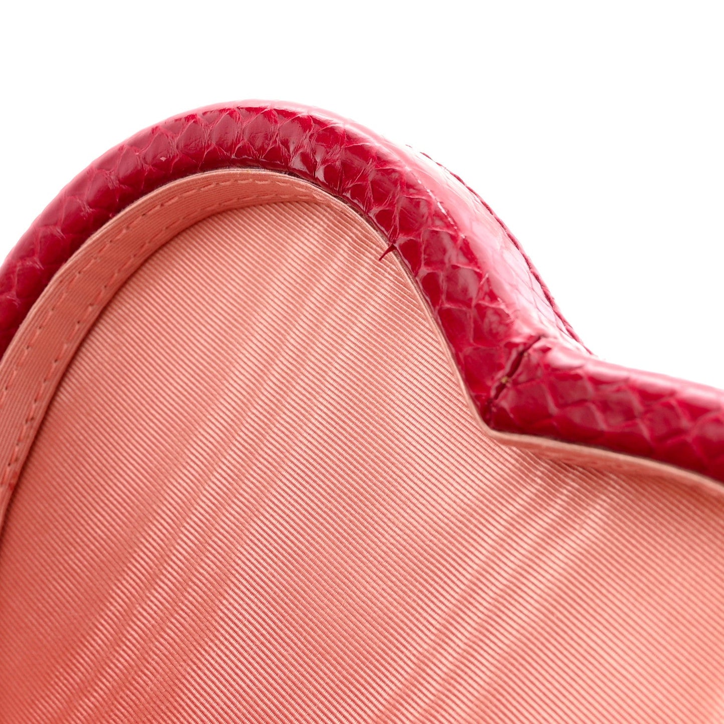 Snakeskin Broadway Mini Heart Top Handle Bag Rasberry Candy
