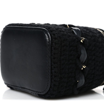Lambskin Crochet Quilted Mini Vanity Case With Chain Black