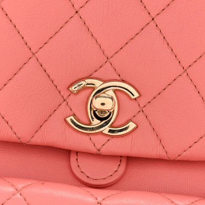 Lambskin Quilted Small Duma Drawstring Backpack Light Pink