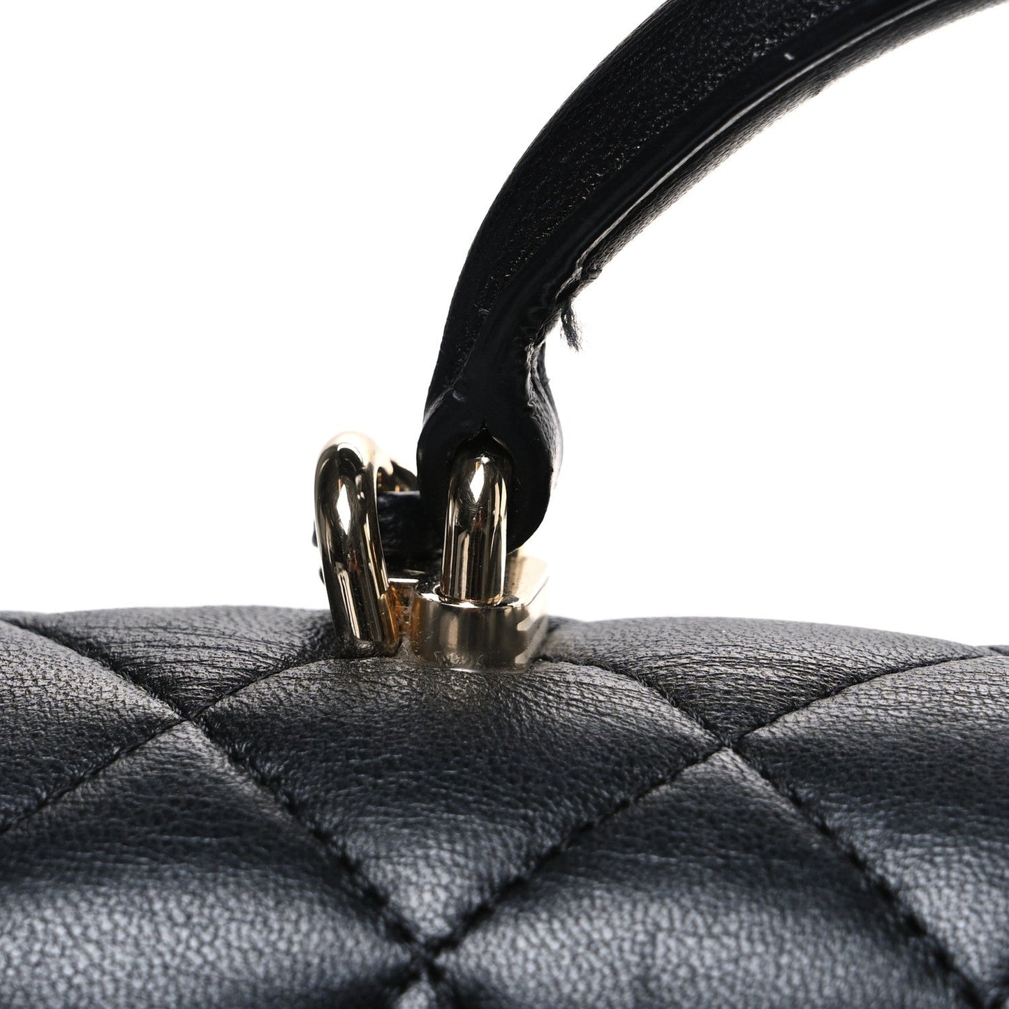 Lambskin Quilted Mini Top Handle Rectangular Flap Black