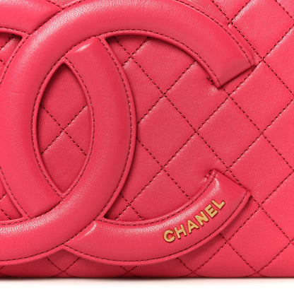Lambskin Quilted Coco Midnight Clutch Dark Pink