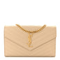 Grain De Poudre Matelasse Chevron Monogram Chain Wallet Nude Powder