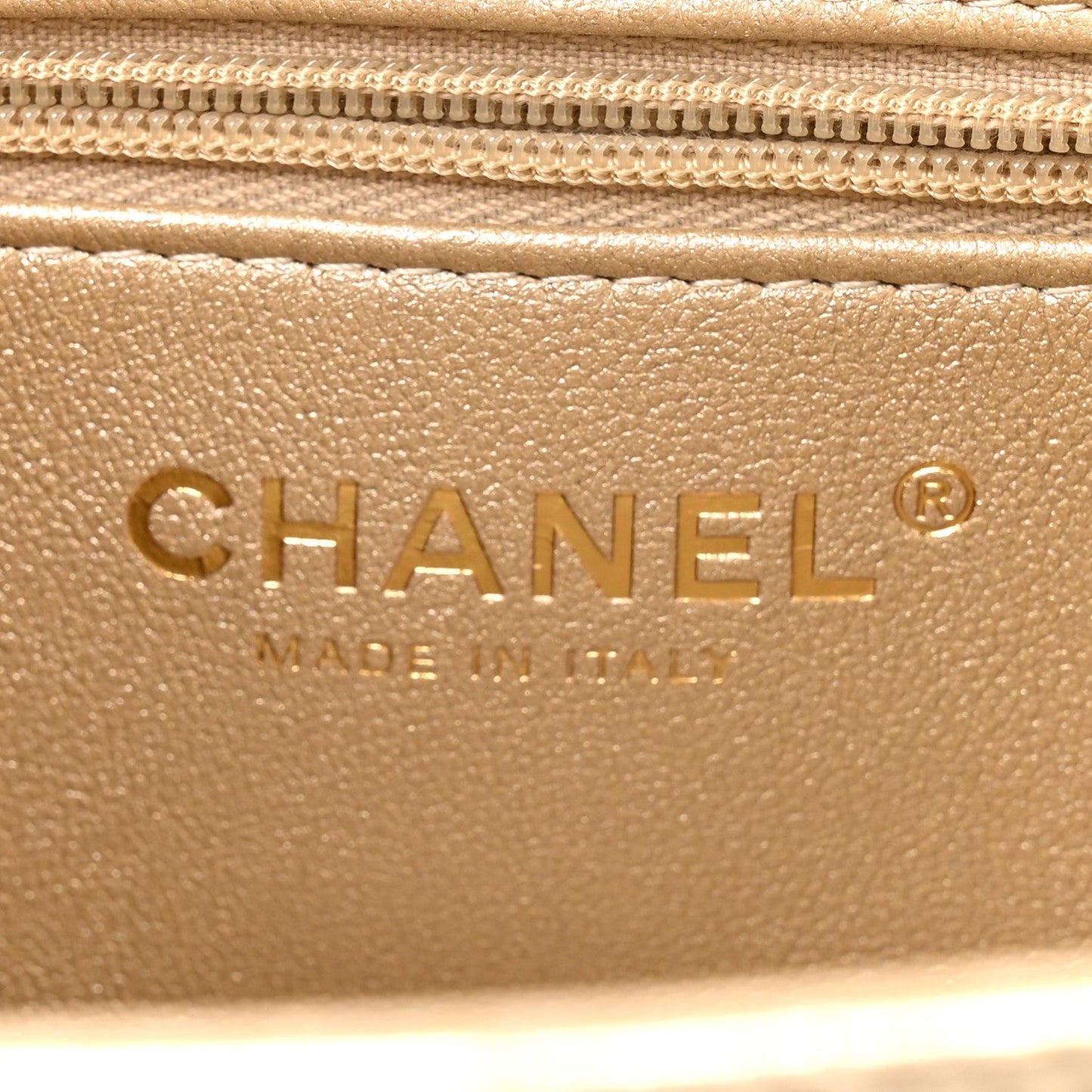 Metallic Shiny Aged Calfskin Quilted Nano Kelly Shopper Gold