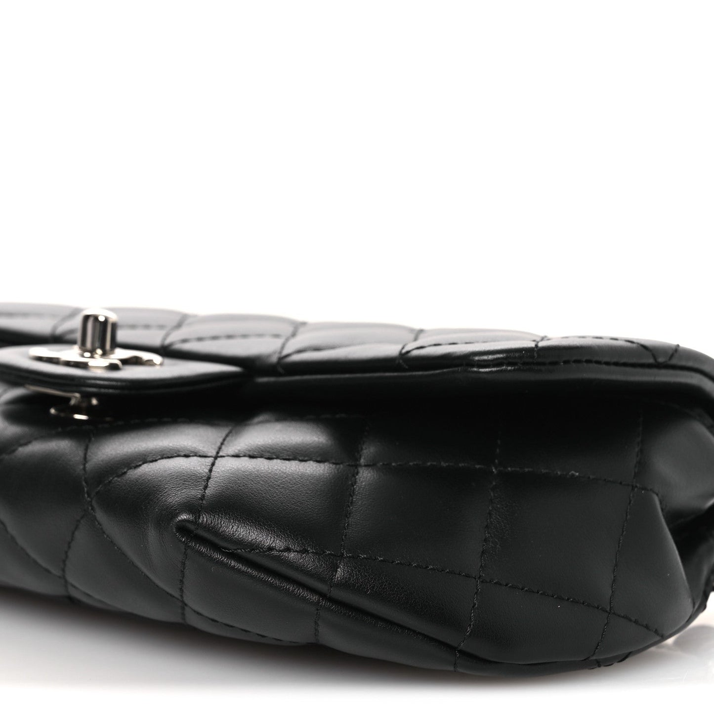 Calfskin Quilted CC Uniform Flap Belt Bag Black