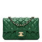 Metallic Caviar Quilted Mini Rectangular Flap Green