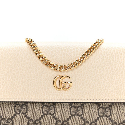 Dollar Calfskin GG Supreme Monogram Petite GG Marmont Wallet Chain Bag Mystic White Beige Ebony