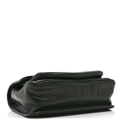 Crinkled Calfskin Matelasse Monogram Baby Niki Chain Satchel Dark Green